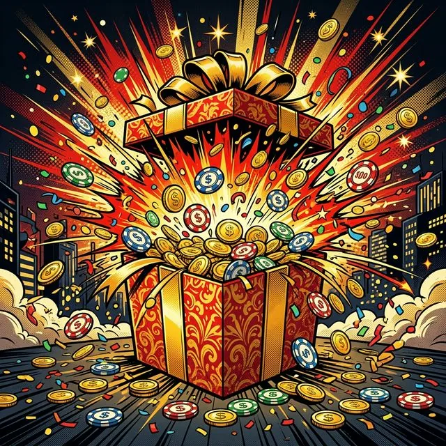 Hello Millions bonus coins and gifts illustration in pop-art style