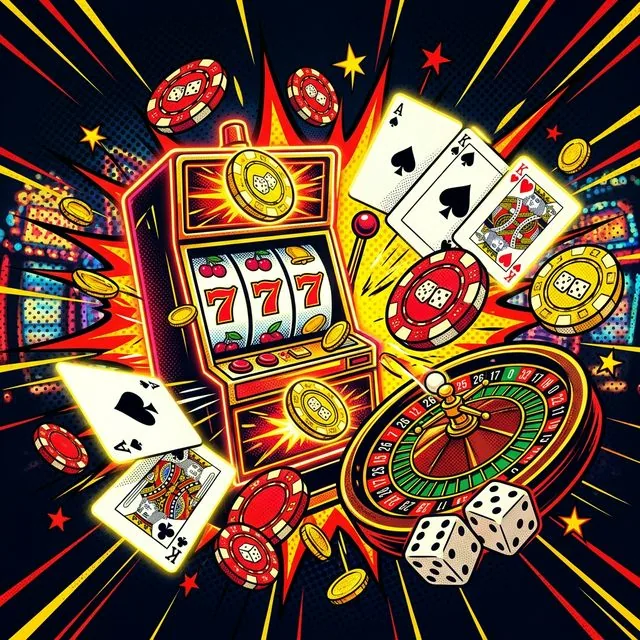 Hello Millions Casino Canada — casino games illustration in pop-art style
