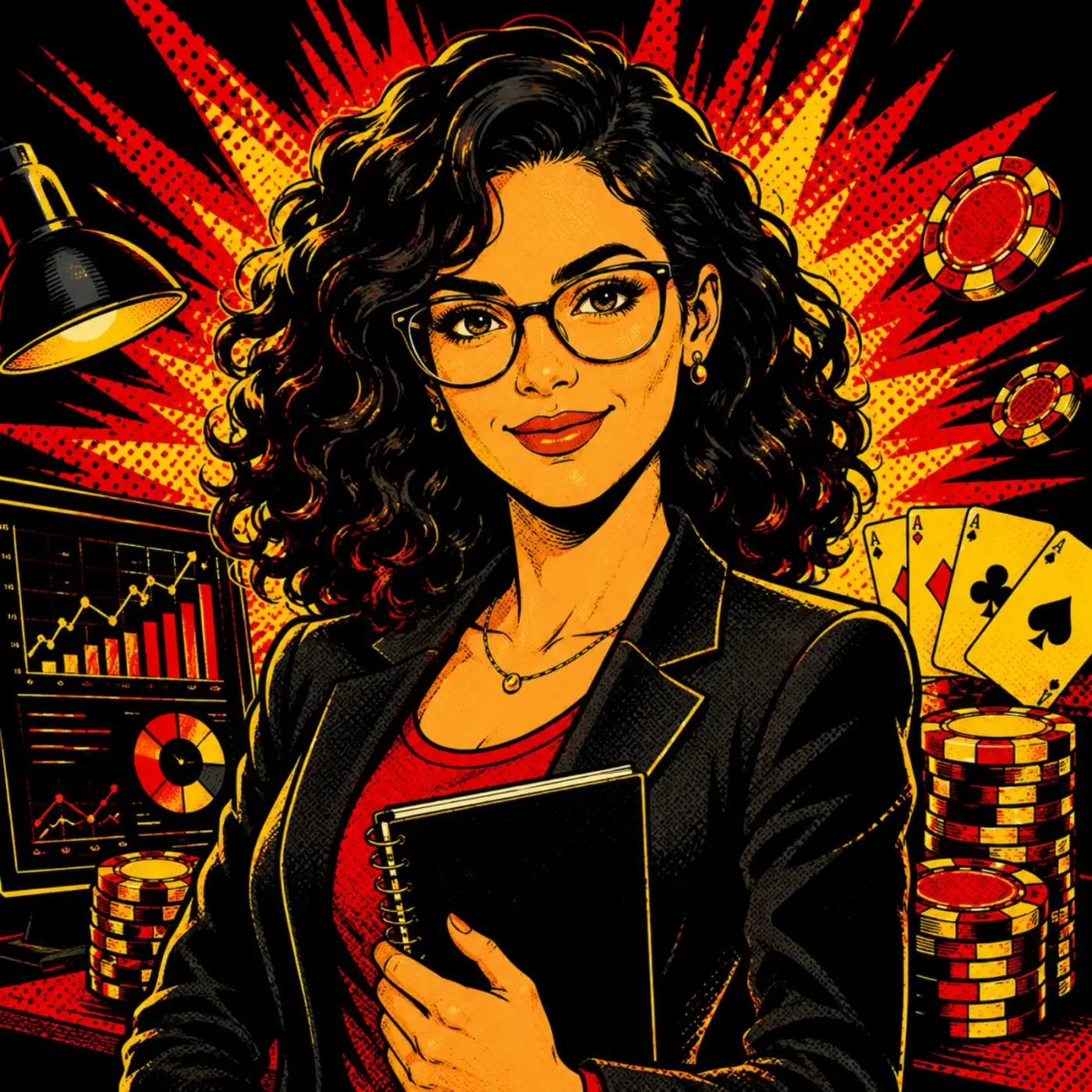 Sophie Landry senior casino analyst pop-art portrait